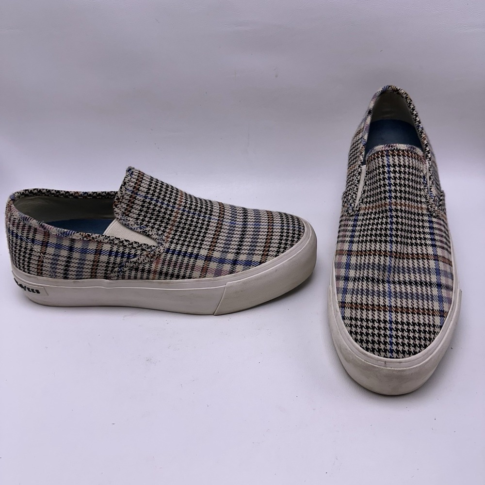 SeaVees Plaid Baja Canvas Slip-On Platform Women US‎ 8.5 Flannel Slip On